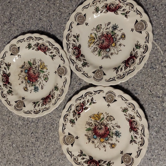 myotts Other - 3 Pc Vintage Myott Bouquet Staffordshire Side Bread & Butter Plates